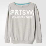 I89l3334 - Adidas Boyfriend Sweatshirt Grey - Women - Clothing